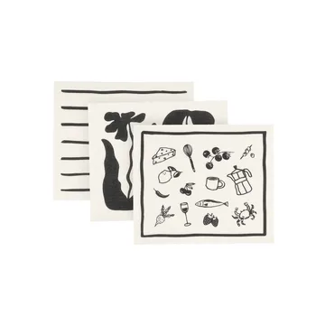 Daily bayeta con estampado - blanco, pack de 3 - Scandi Essentials