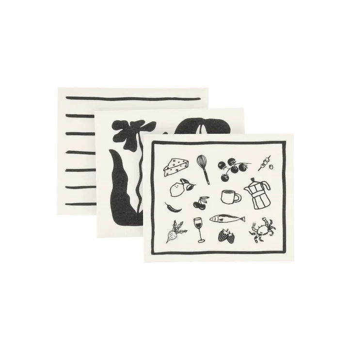 Daily bayeta con estampado - blanco, pack de 3 - Scandi Essentials