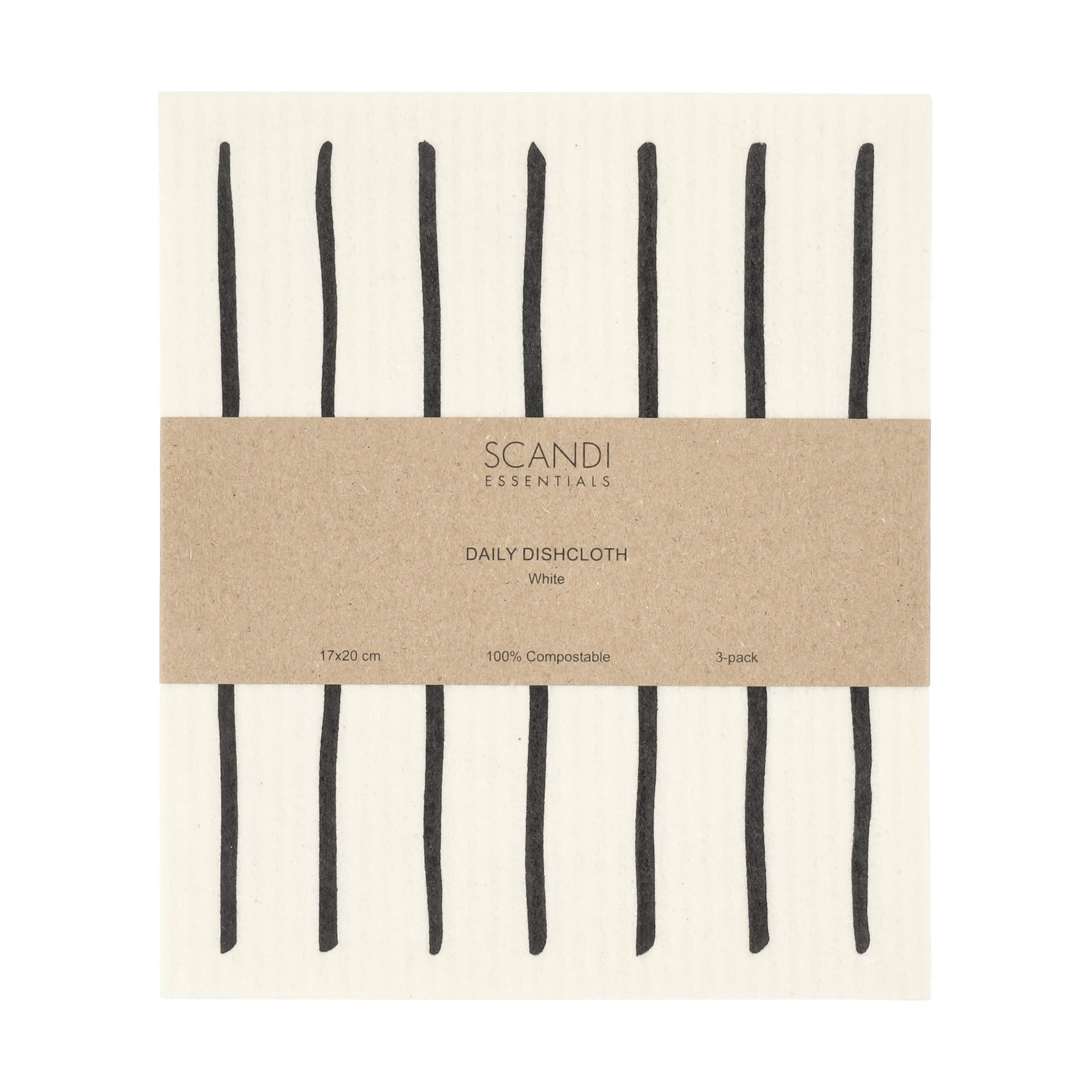 Daily bayeta con estampado, blanco, pack de 3 Scandi Essentials