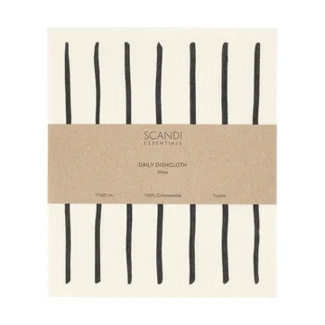 Daily bayeta con estampado - blanco, pack de 3 - Scandi Essentials