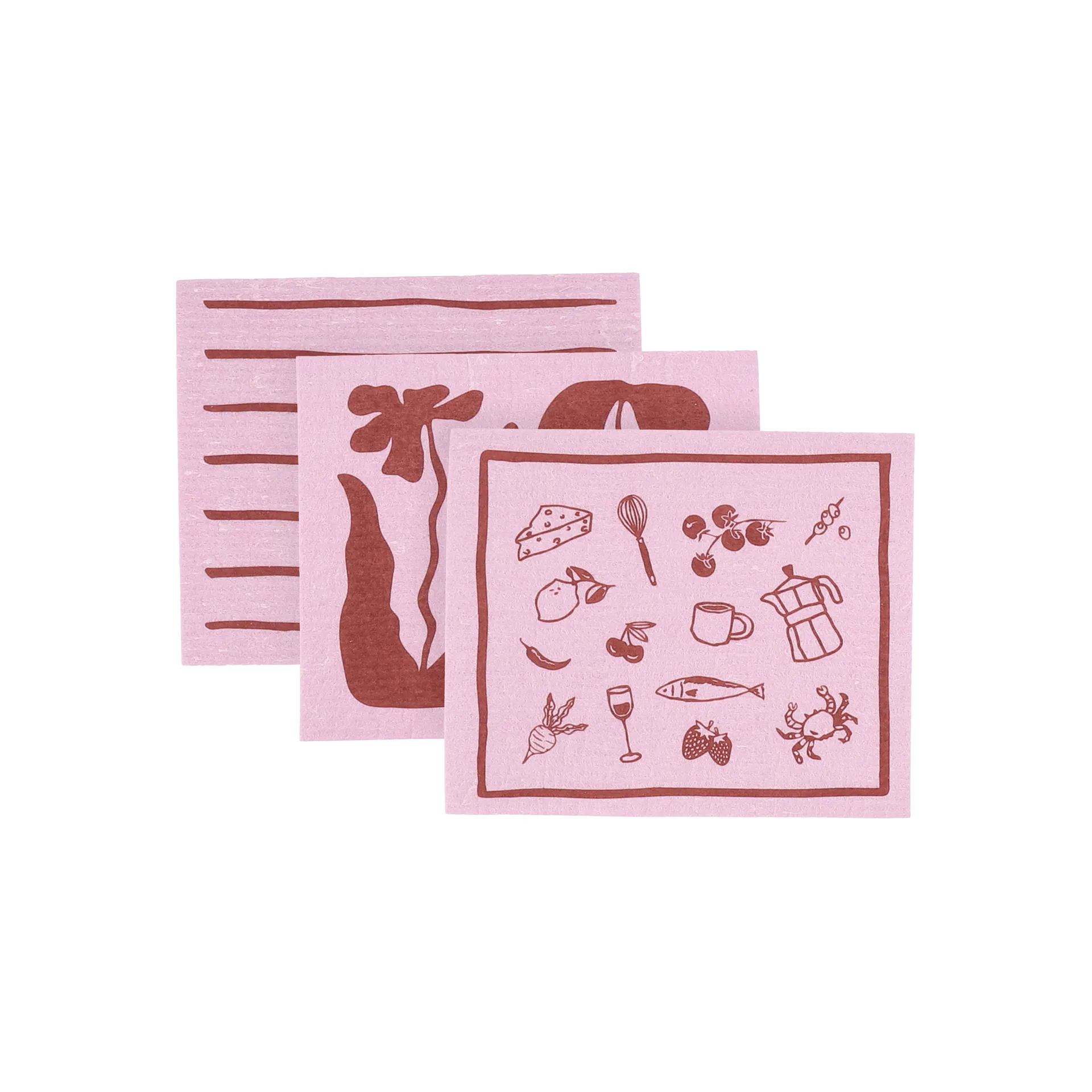 Daily bayeta con estampado, Rosa, pack de 3 piezas Scandi Essentials