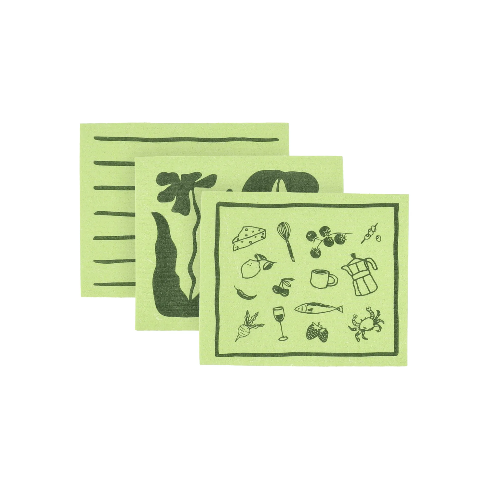 Daily bayeta con estampado, Verde, pack de 3 piezas Scandi Essentials