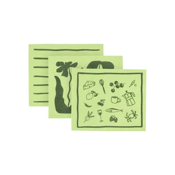Daily bayeta con estampado - Verde, pack de 3 piezas - Scandi Essentials