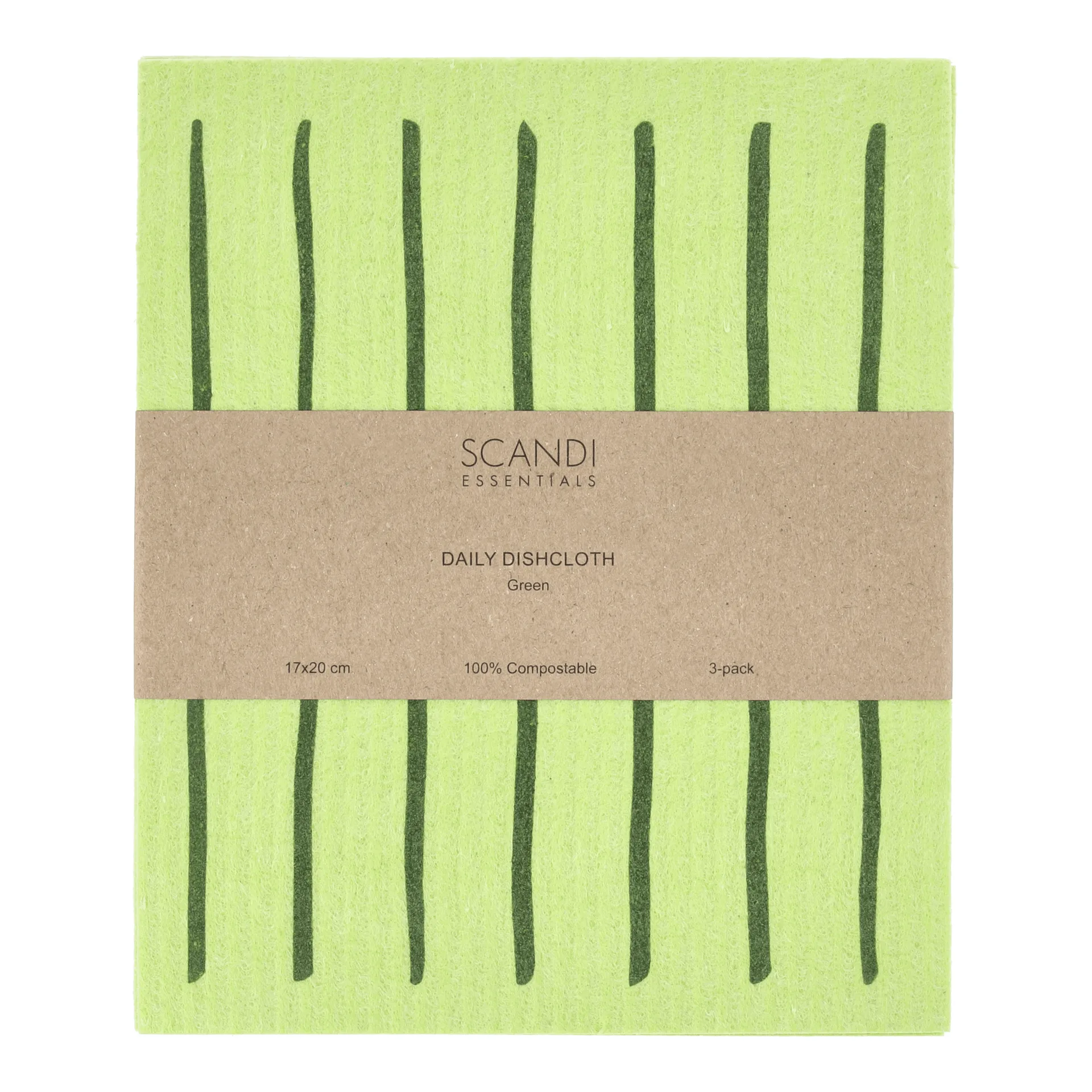 Daily bayeta con estampado, Verde, pack de 3 piezas Scandi Essentials