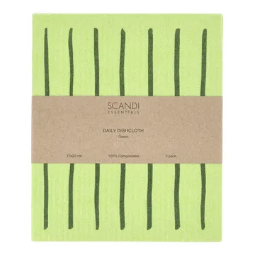 Daily bayeta con estampado - Verde, pack de 3 piezas - Scandi Essentials