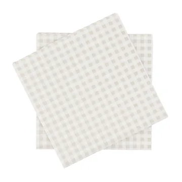 servilleta de papel de cuadriculado fino - Blanco y beige, paquete de 20, 33x33 cm - Scandi Essentials