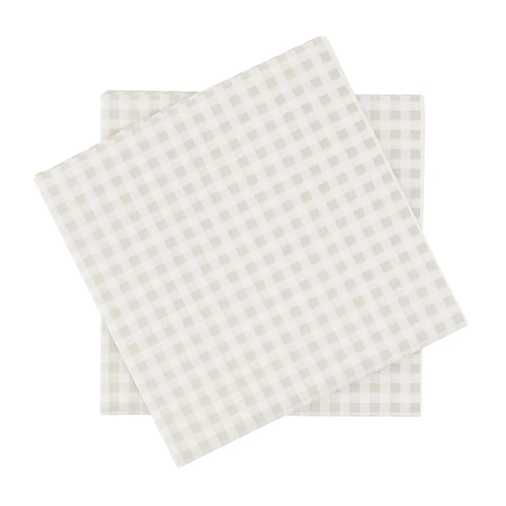servilleta de papel de cuadriculado fino - Blanco y beige, paquete de 20, 33x33 cm - Scandi Essentials