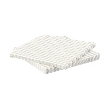 servilleta de papel de cuadriculado fino - Blanco y beige, paquete de 20, 33x33 cm - Scandi Essentials