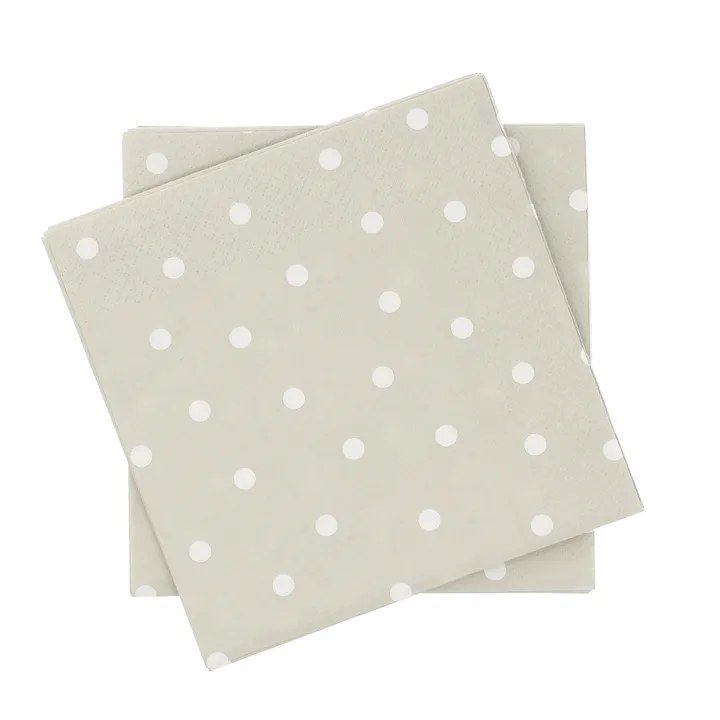 servilleta de papel de lunares finos - Blanco y beige, paquete de 20, 33x33 cm - Scandi Essentials