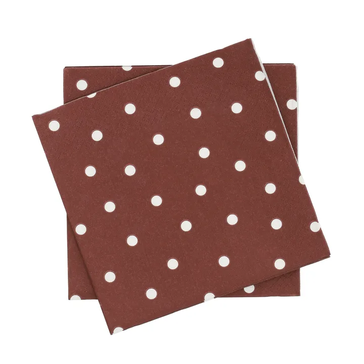 servilleta de papel de lunares finos - Granate y blanco, pack de 20, 33x33 cm - Scandi Essentials