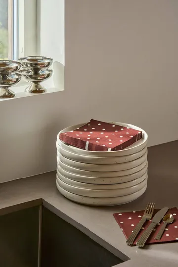 servilleta de papel de lunares finos - Granate y blanco, pack de 20, 33x33 cm - Scandi Essentials