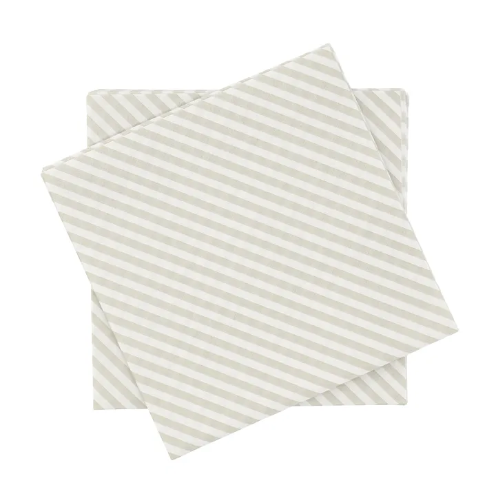 servilleta de papel de rayas finas - Blanco y beige, paquete de 20, 33x33 cm - Scandi Essentials