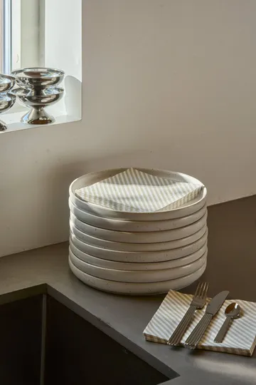 servilleta de papel de rayas finas - Blanco y beige, paquete de 20, 33x33 cm - Scandi Essentials