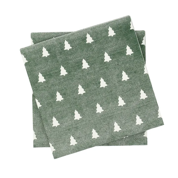 Servilletas Linen trees 33x33 cm 20 unidades - verde y blanco - Scandi Essentials