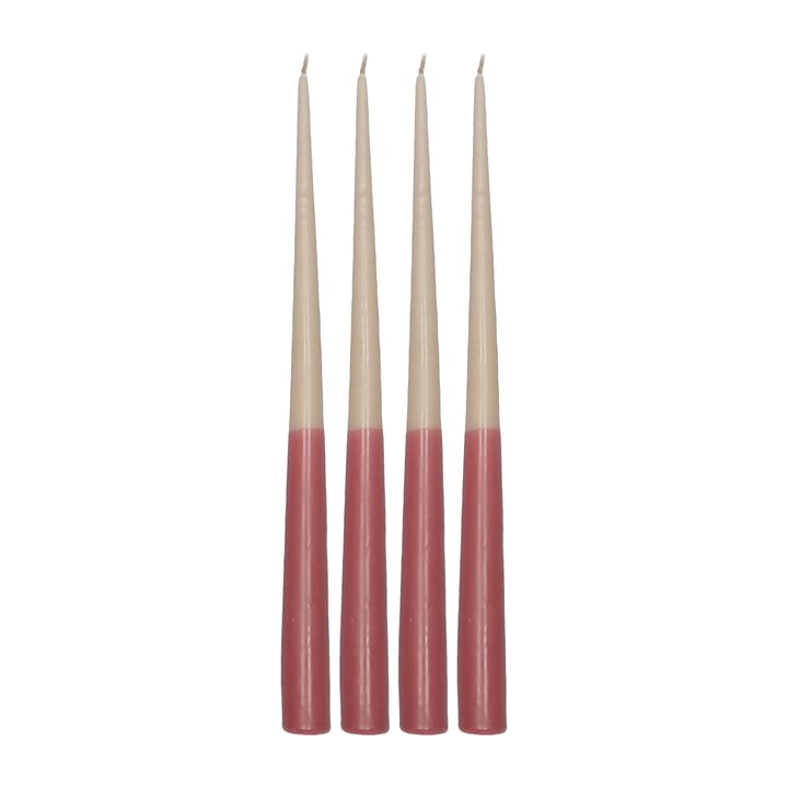 Set de 4 velas cónicas de dos colores 32 cm - Beige-rojo - Scandi Essentials