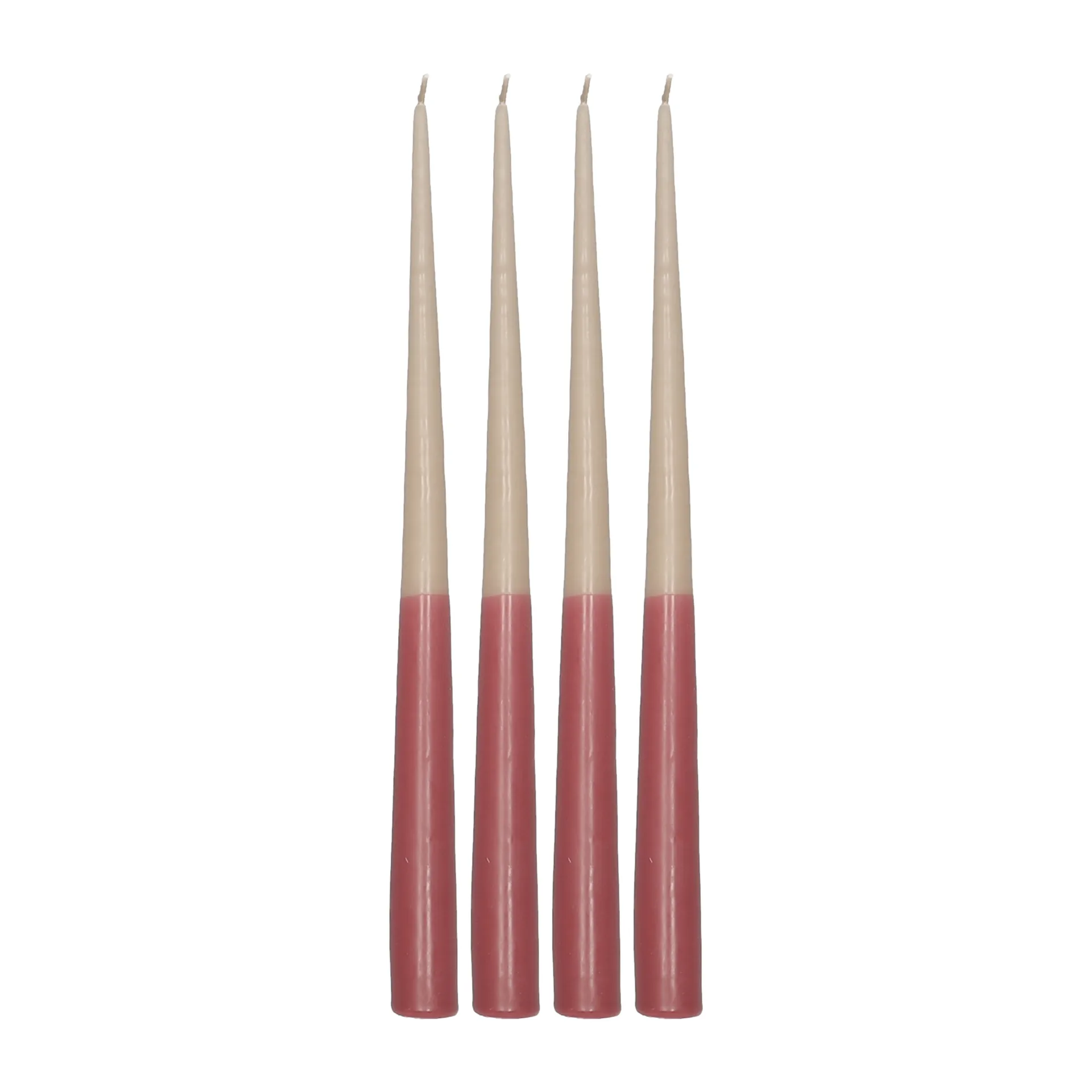Vela cónica de dos colores 32 cm, 4 unidades, Beige-rojo Scandi Essentials