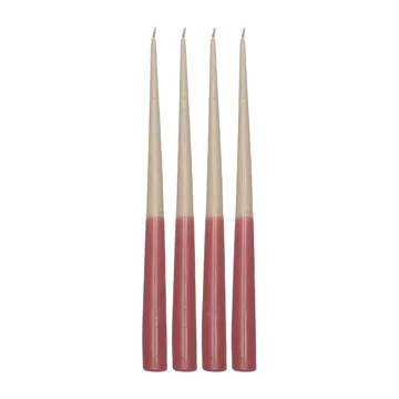 Vela cónica de dos colores 32 cm, 4 unidades - Beige-rojo - Scandi Essentials