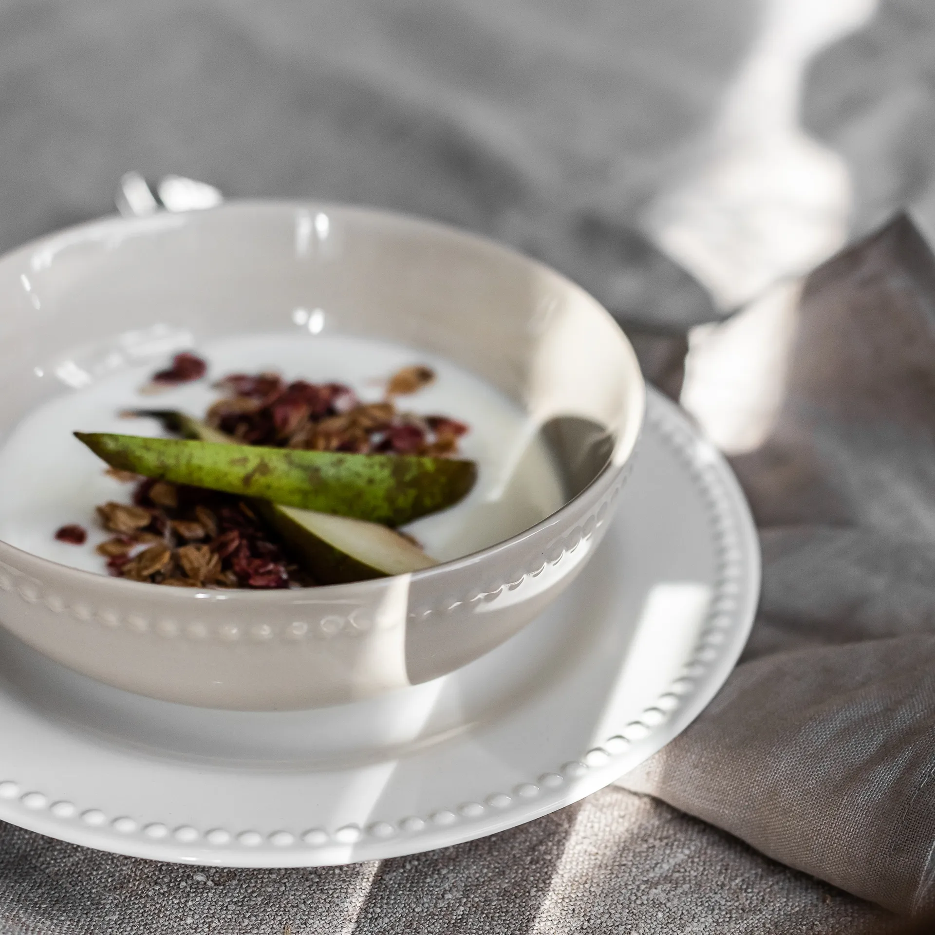 4 Boles para desayuno Dots 60 cl, Blanco crema Scandi Living