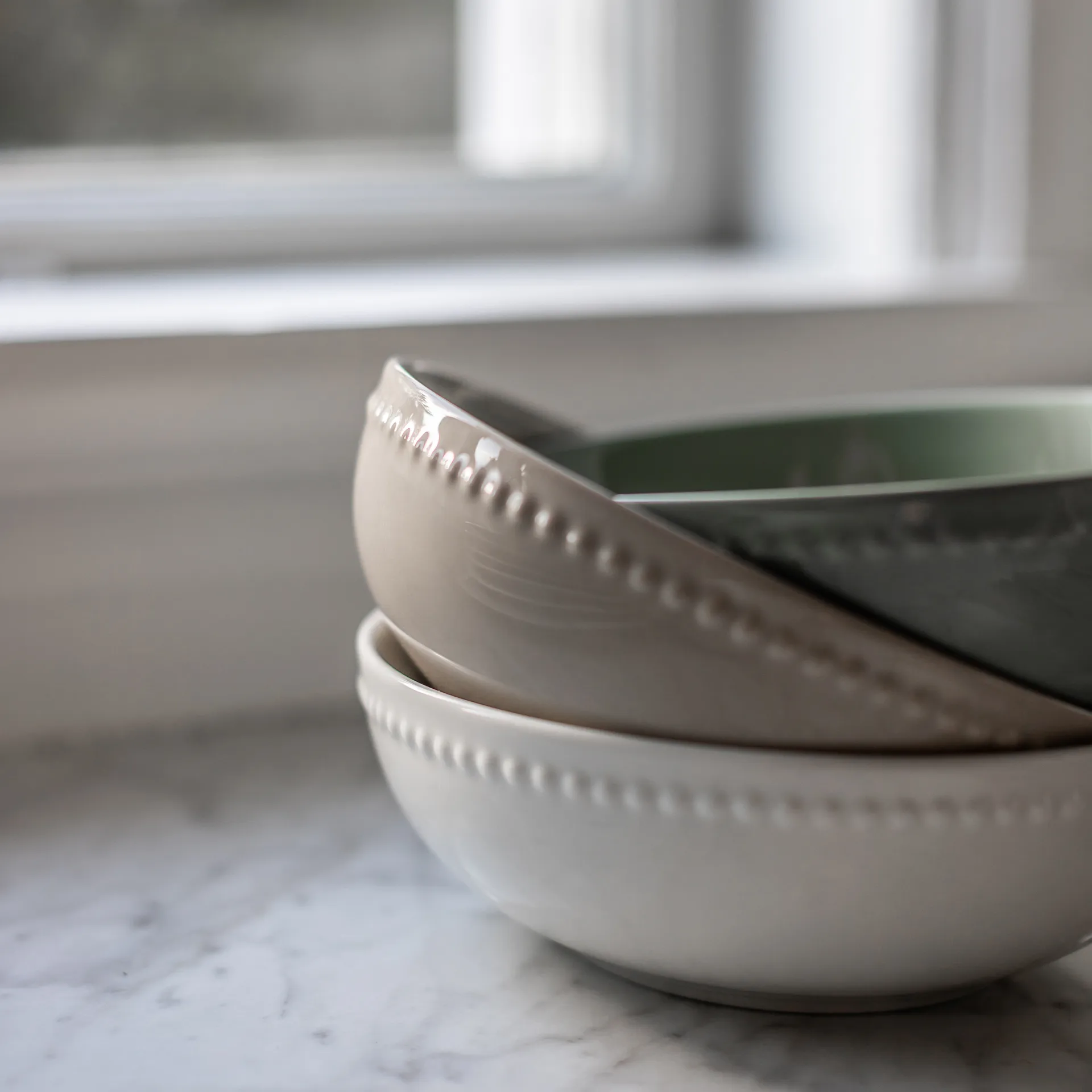 4 Boles para desayuno Dots 60 cl, Verde Scandi Living
