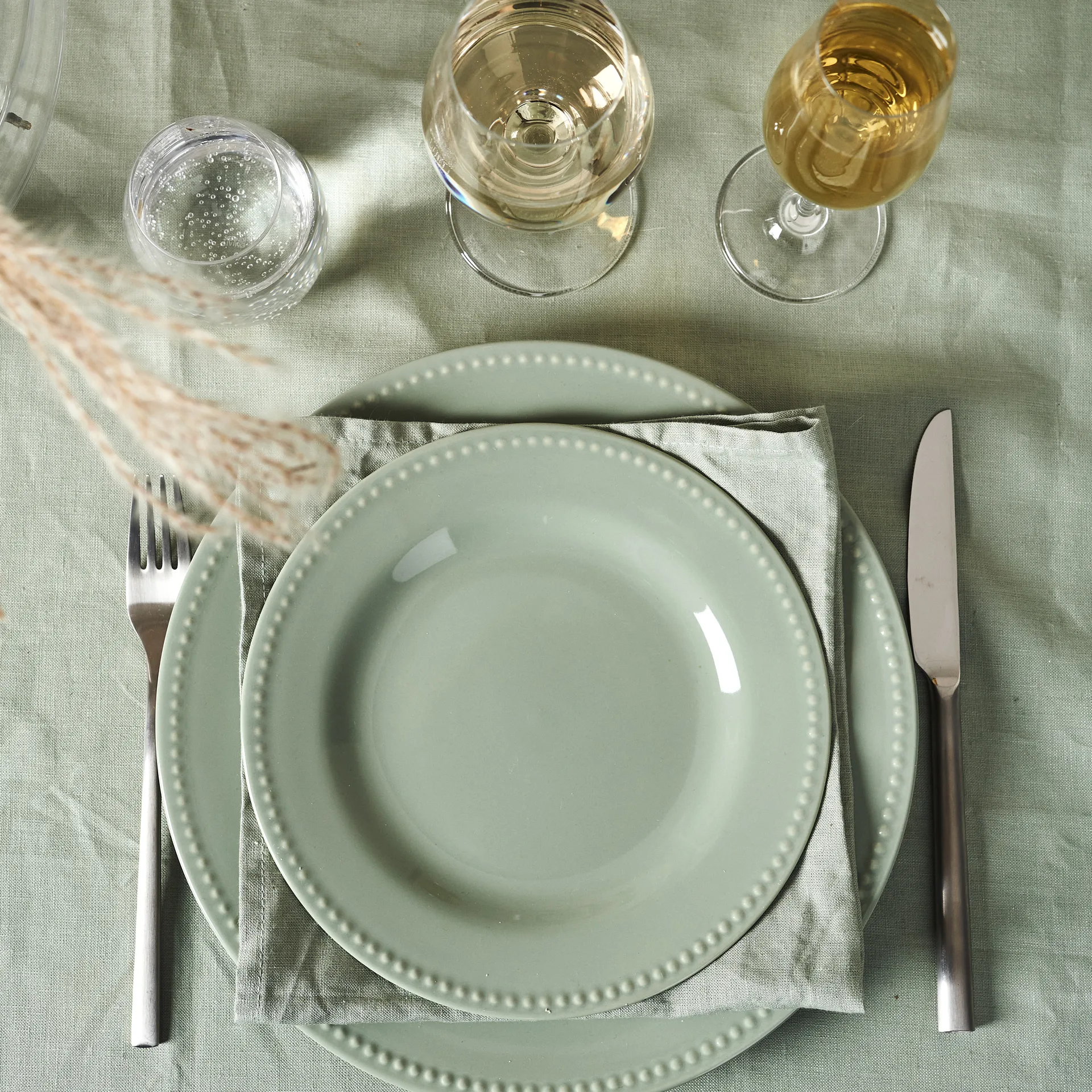 4 Platillos Dots 22 cm, Verde Scandi Living