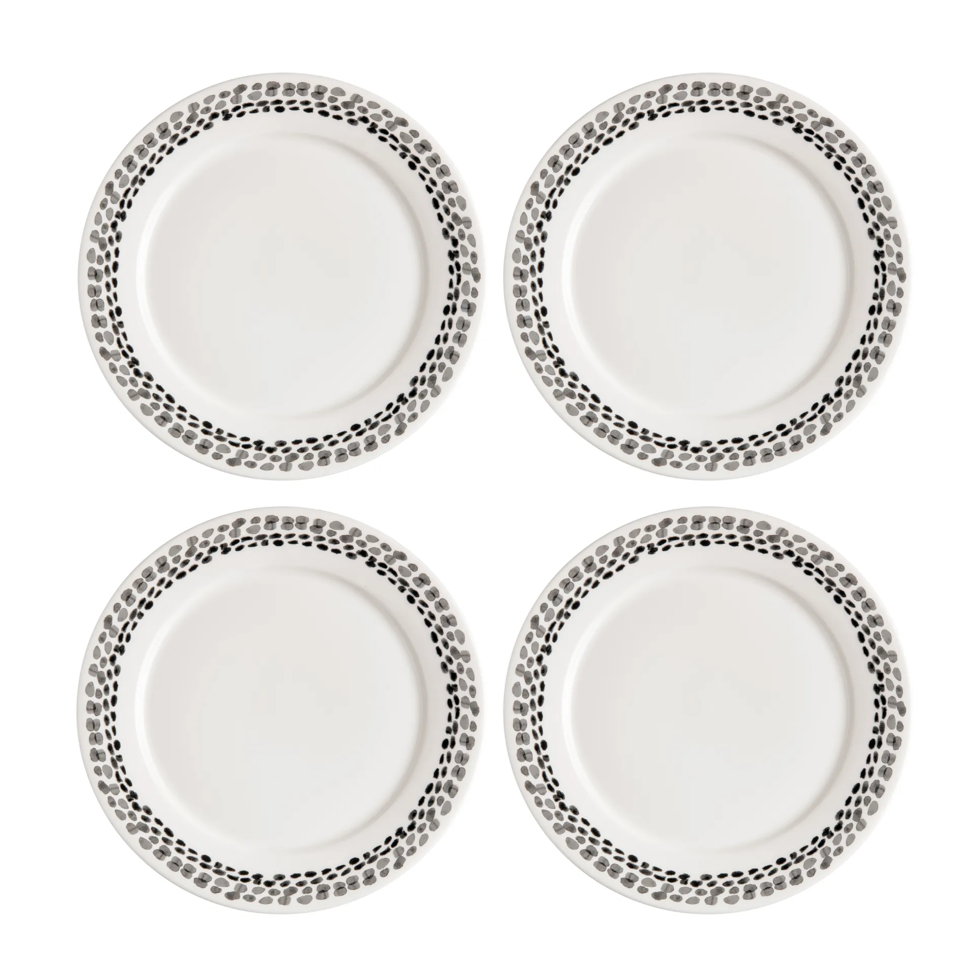 4 Platillos Klappersten 21 cm, negro-blanco Scandi Living
