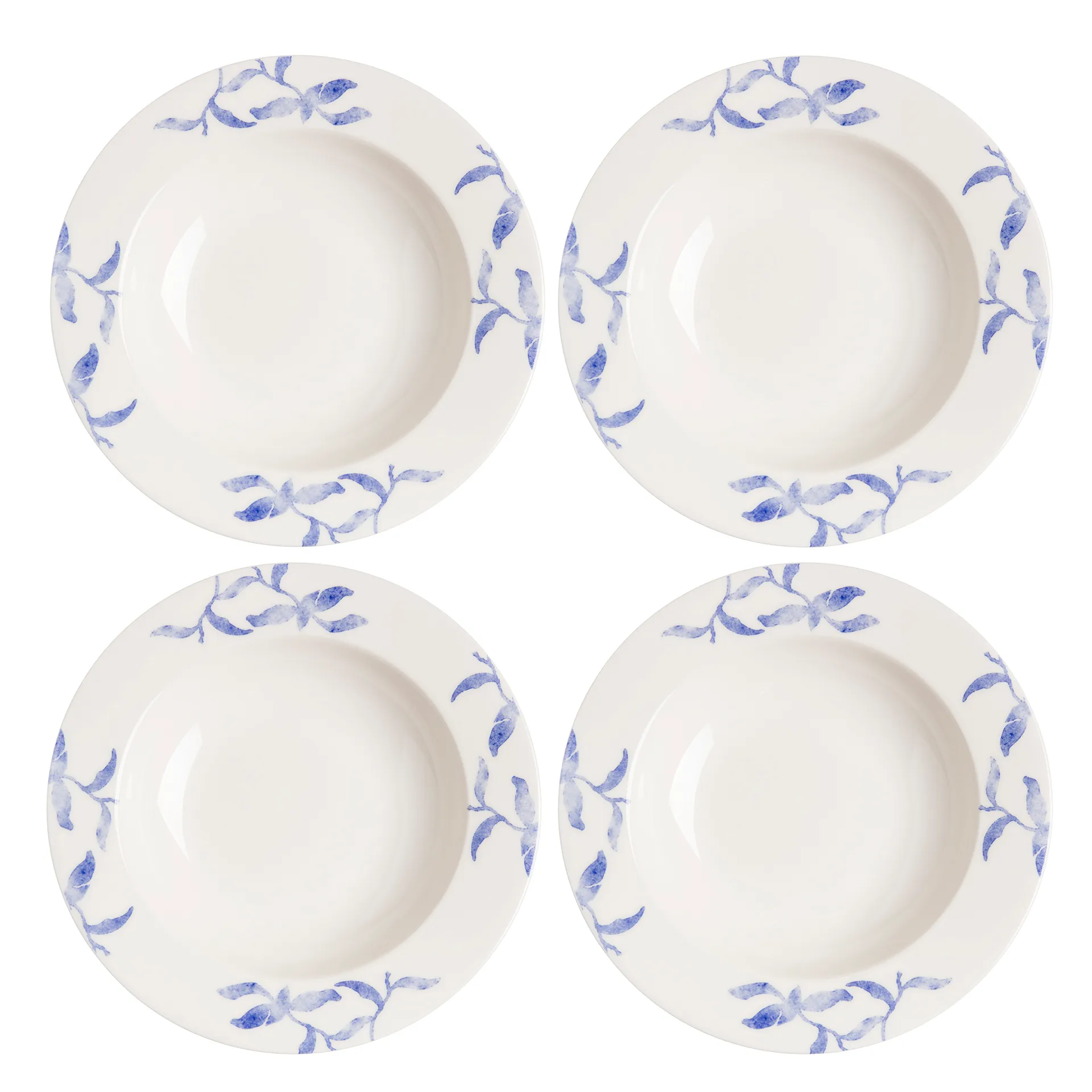 4 Platos hondos Havspil 23 cm, azul-blanco Scandi Living