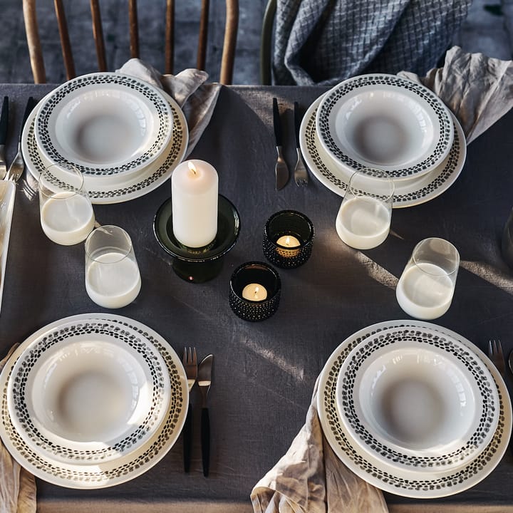 4 Platos Klappersten 28 cm, negro-blanco Scandi Living