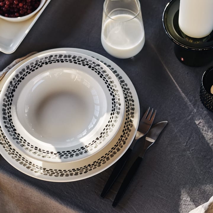 4 Platos Klappersten 28 cm, negro-blanco Scandi Living