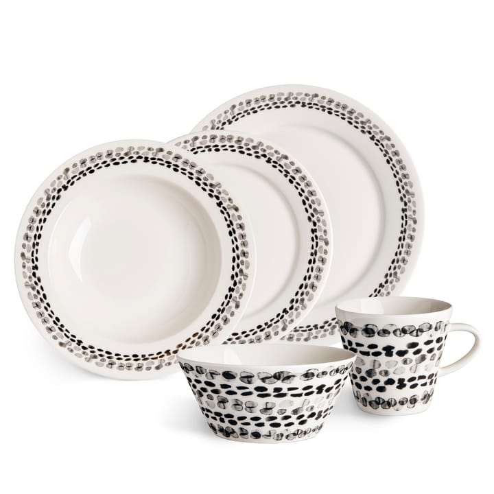 4 Platos Klappersten 28 cm, negro-blanco Scandi Living