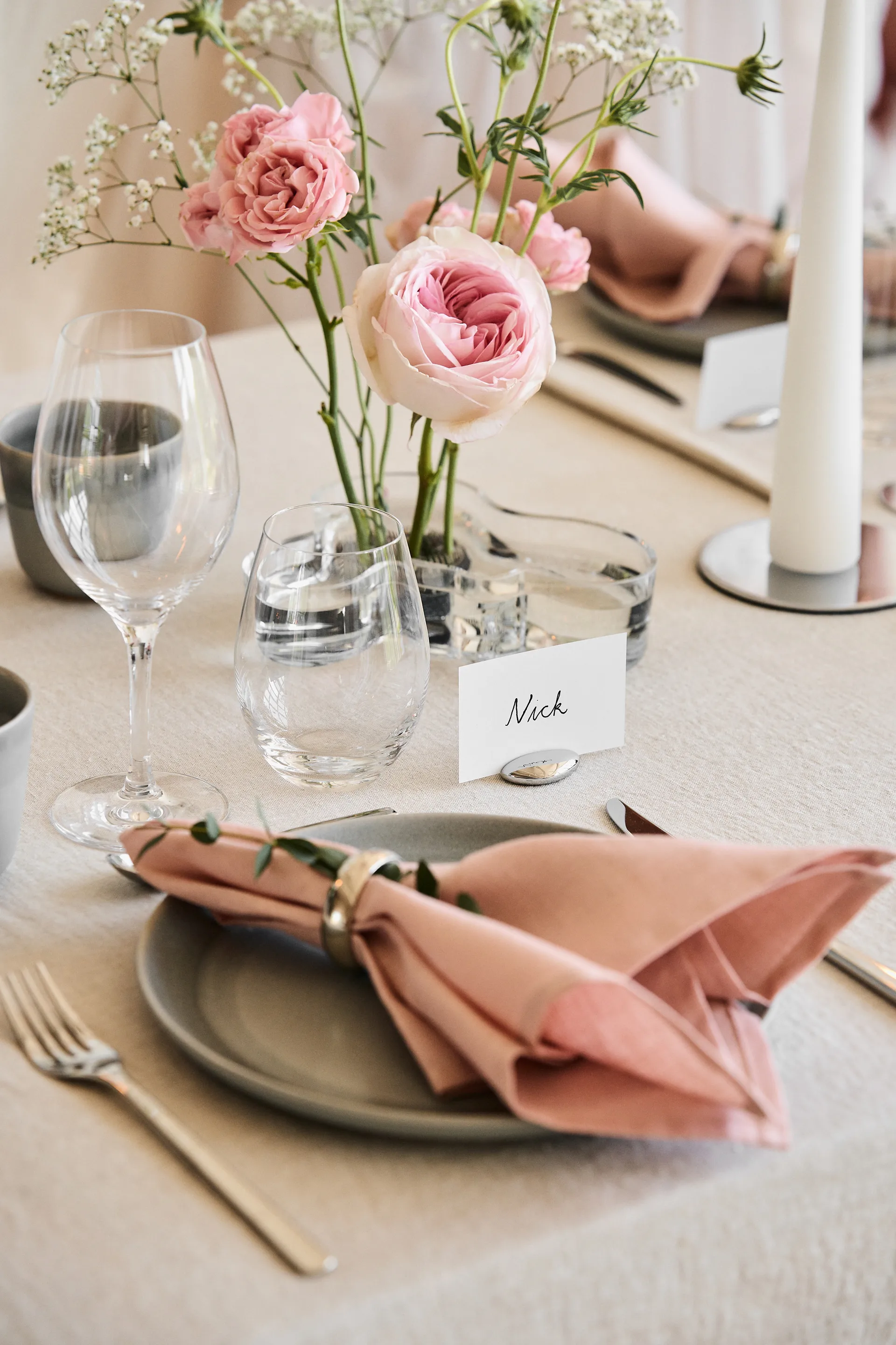 4 Servilletas Clean 45 x 45 cm, dusty rose Scandi Living