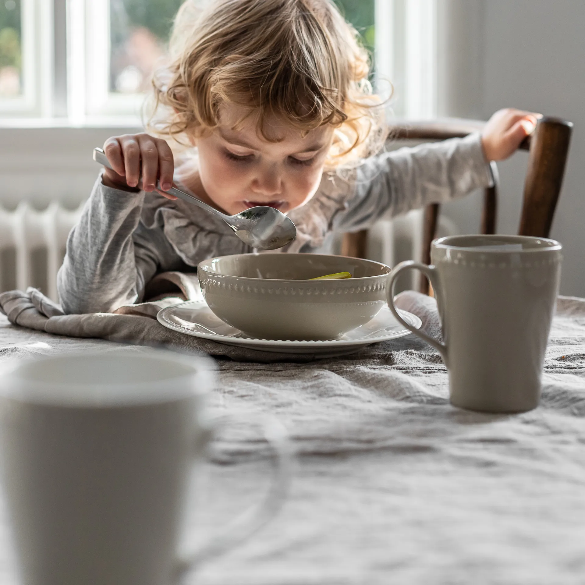 4 Tazas Dots 35 cl, Beige Scandi Living