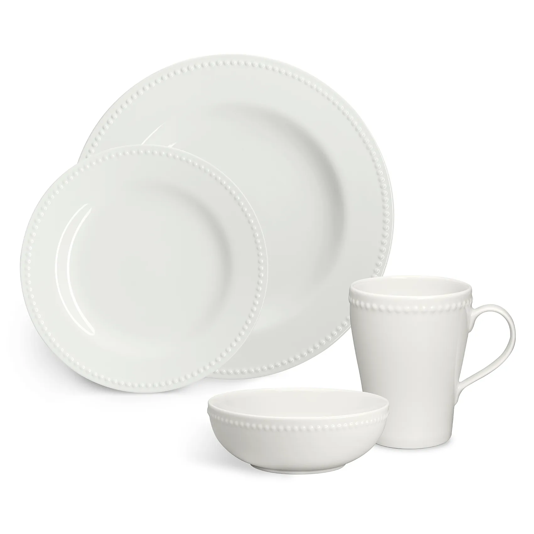 4 Tazas Dots 35 cl, Blanco crema Scandi Living