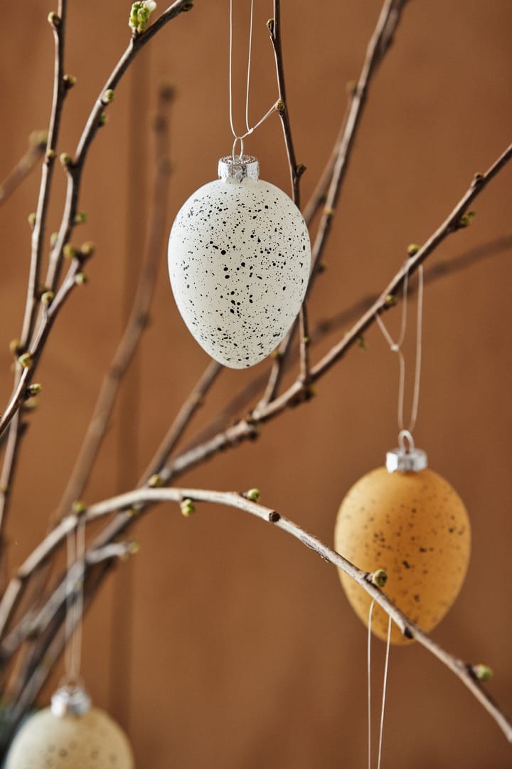 6 Huevos de vidrio Brooding 8 cm, Blanco Scandi Living