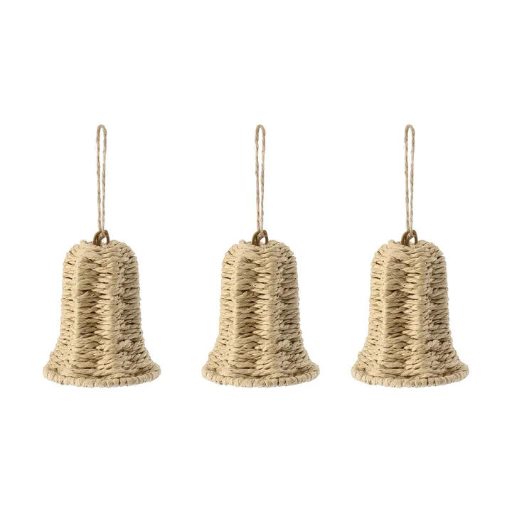 Adorno colgante navideño de campana Twine, 3-pack - Natural - Scandi Living