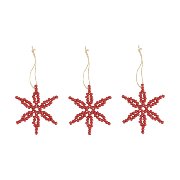 Adorno colgante navideño de copo de nieve Craft, 3-pack - Rojo - Scandi Living