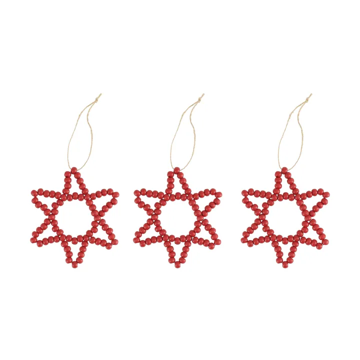 Adorno colgante navideño de estrella Craft, 3-pack - Rojo - Scandi Living