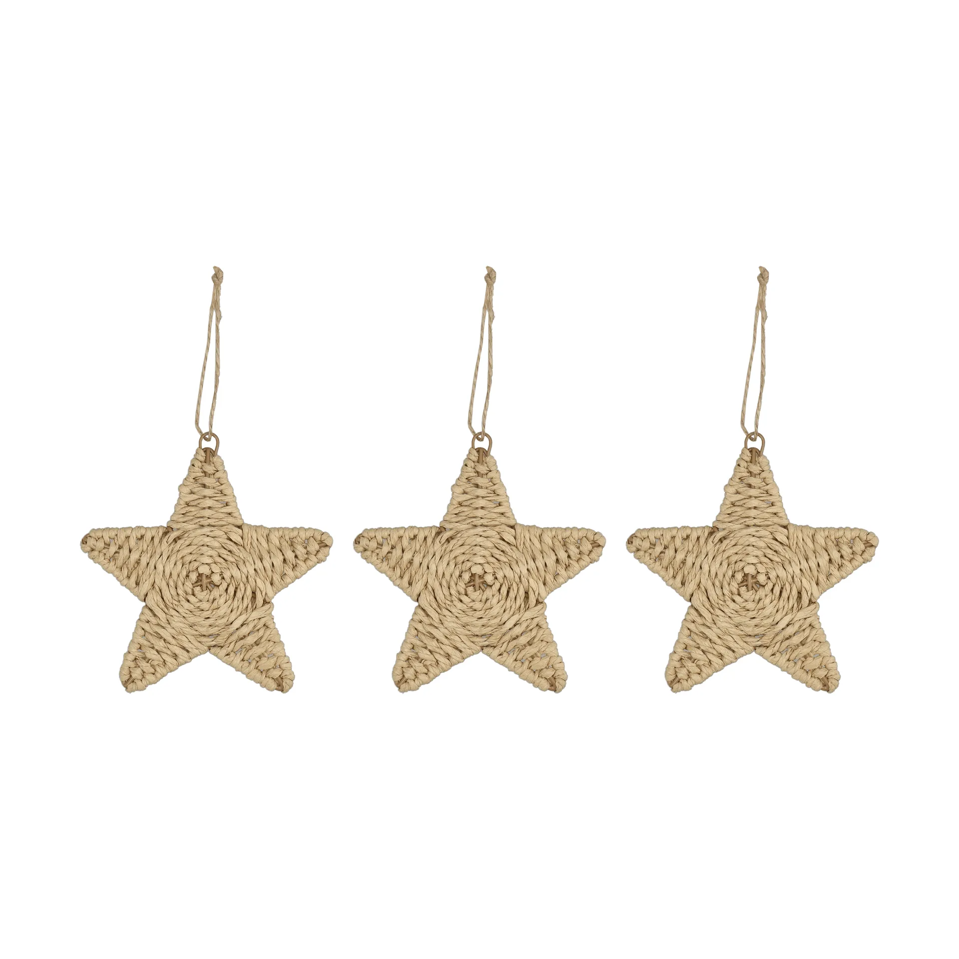 Adorno colgante navideño de estrella Twine, 3-pack, Natural Scandi Living
