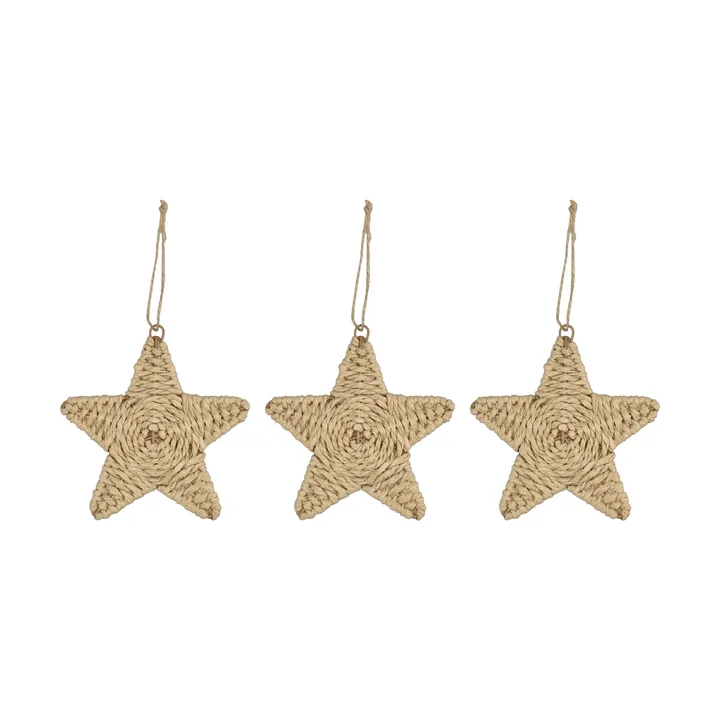 Adorno colgante navideño de estrella Twine, 3-pack - Natural - Scandi Living