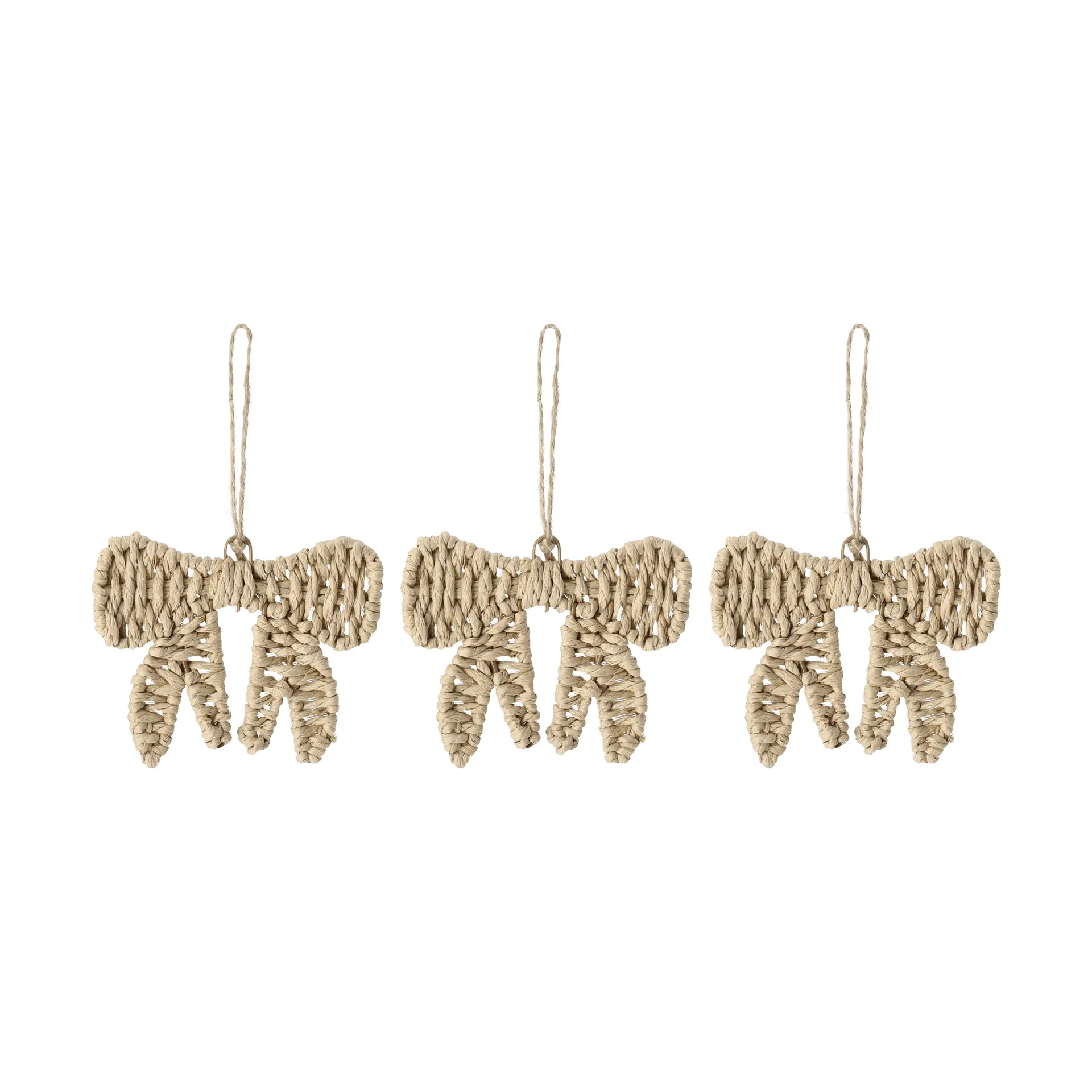 Adorno colgante navideño de lazo Twine, 3-pack, Natural Scandi Living