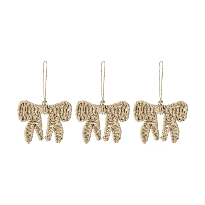 Adorno colgante navideño de lazo Twine, 3-pack - Natural - Scandi Living