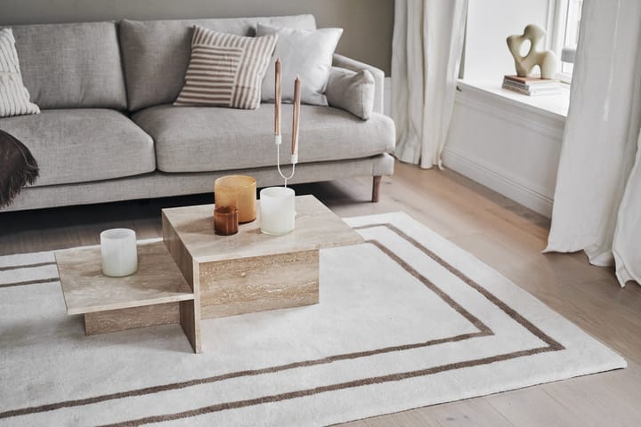 Alfombra de lana Borders, Blanco-beige 170x240 cm Scandi Living