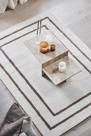 Alfombra de lana Borders - Blanco-beige 170x240 cm - Scandi Living
