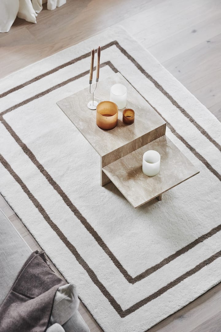 Alfombra de lana Borders, Blanco-beige 170x240 cm Scandi Living
