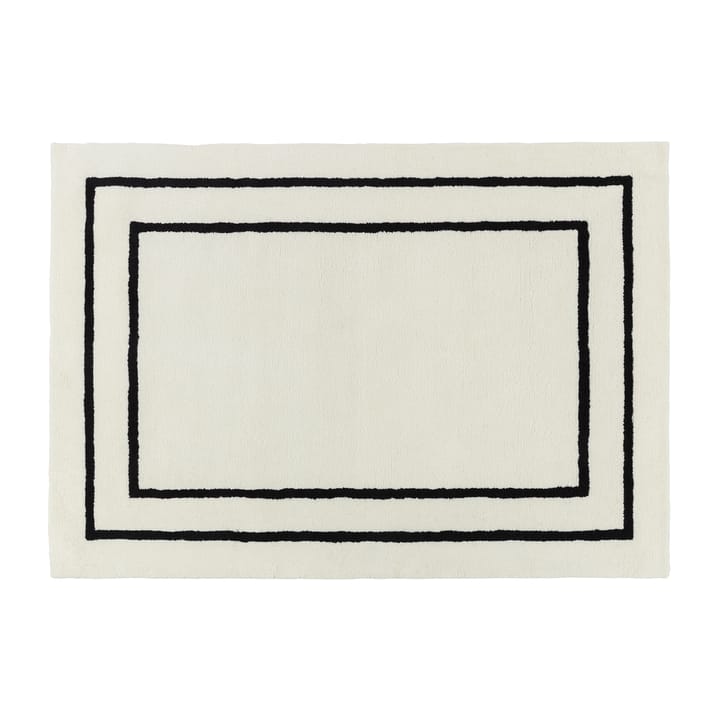 Alfombra de lana Borders - Blanco-negro 170x240 cm - Scandi Living