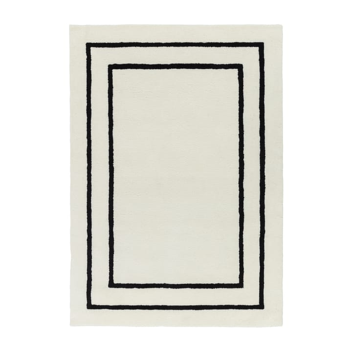 Alfombra de lana Borders, Blanco-negro 170x240 cm Scandi Living
