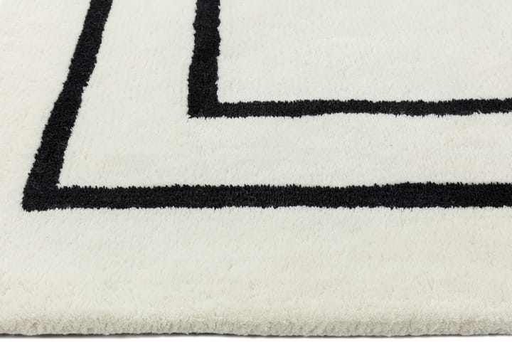 Alfombra de lana Borders, Blanco-negro 170x240 cm Scandi Living