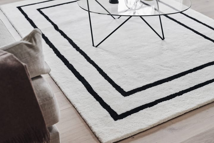 Alfombra de lana Borders, Blanco-negro 170x240 cm Scandi Living