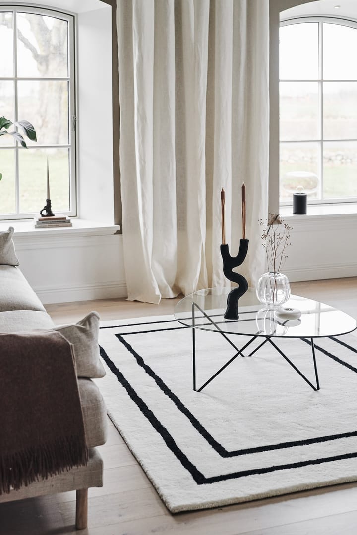 Alfombra de lana Borders, Blanco-negro 170x240 cm Scandi Living