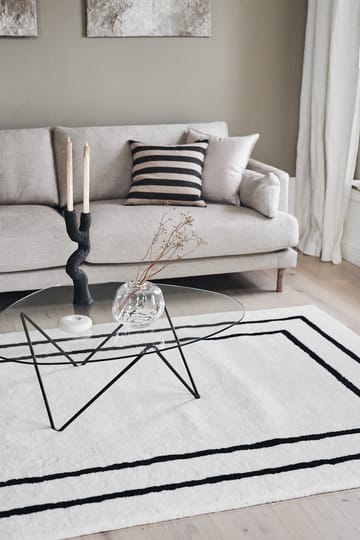 Alfombra de lana Borders - Blanco-negro 170x240 cm - Scandi Living