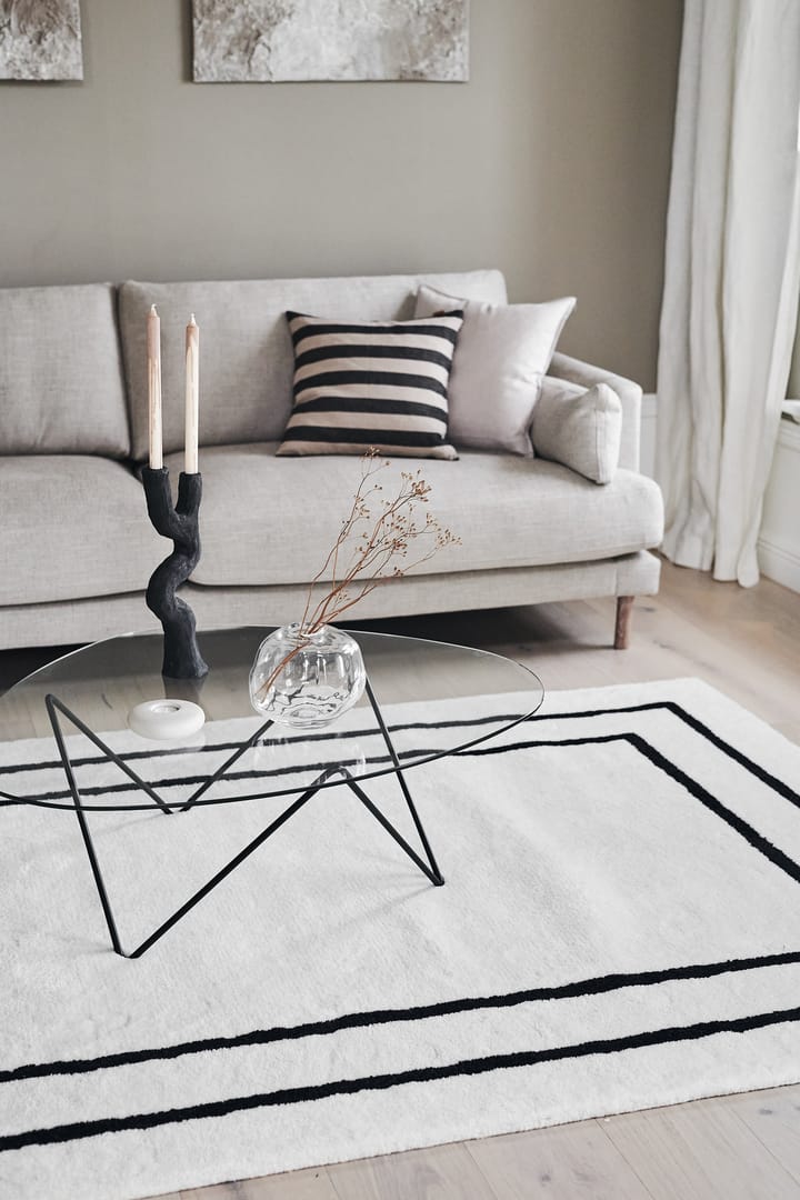 Alfombra de lana Borders, Blanco-negro 170x240 cm Scandi Living